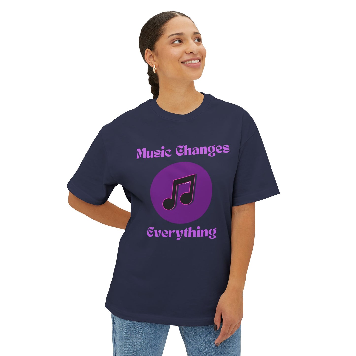 "Music Changes Everything" Unisex Oversized Boxy Tee